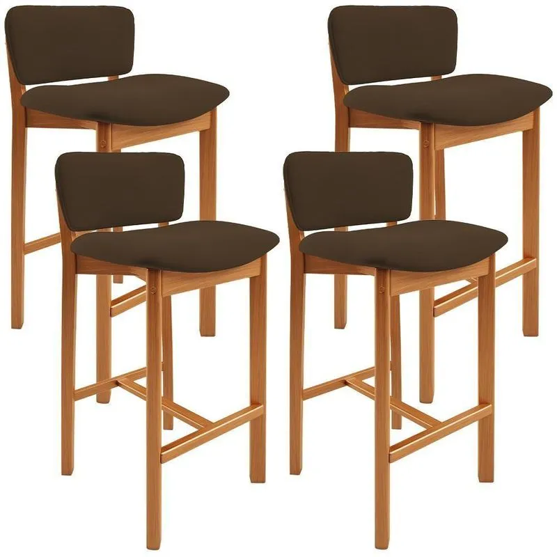 Kit 04 Banquetas Alta Para Cozinha Sala De Jantar Bar Dara L02 Suede Marrom - Lyam Decor