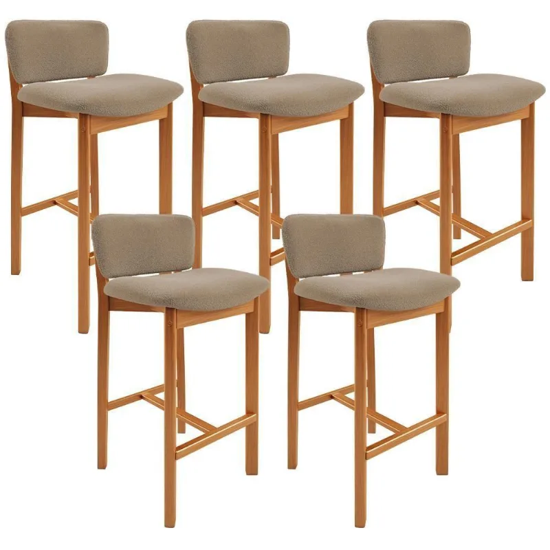 Kit 05 Banquetas Alta Para Cozinha Sala De Jantar Bar Dara L02 Bouclê Bege - Lyam Decor
