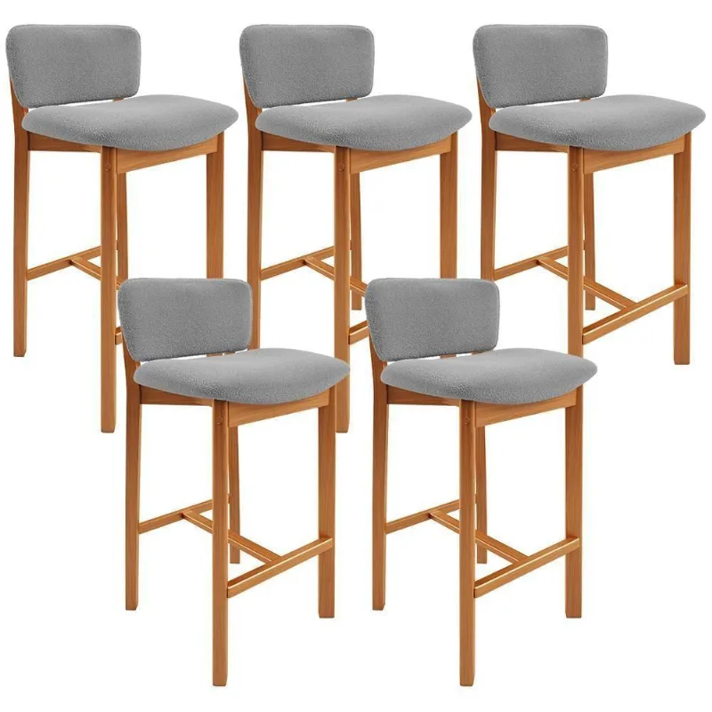 Kit 05 Banquetas Alta Para Cozinha Sala De Jantar Bar Dara L02 Bouclê Cinza - Lyam Decor