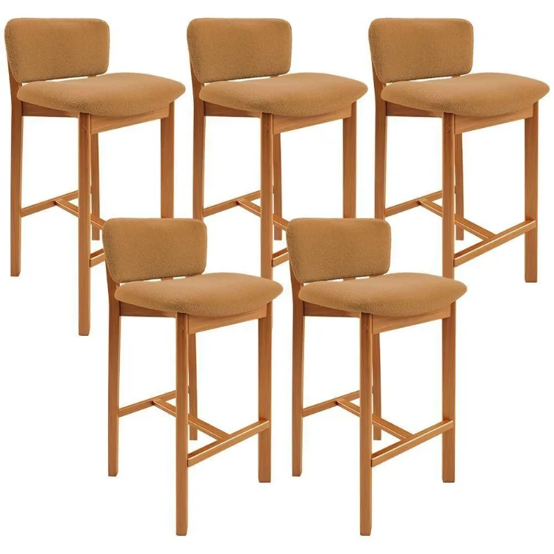 Kit 05 Banquetas Alta Para Cozinha Sala De Jantar Bar Dara L02 Bouclê Mostarda - Lyam Decor
