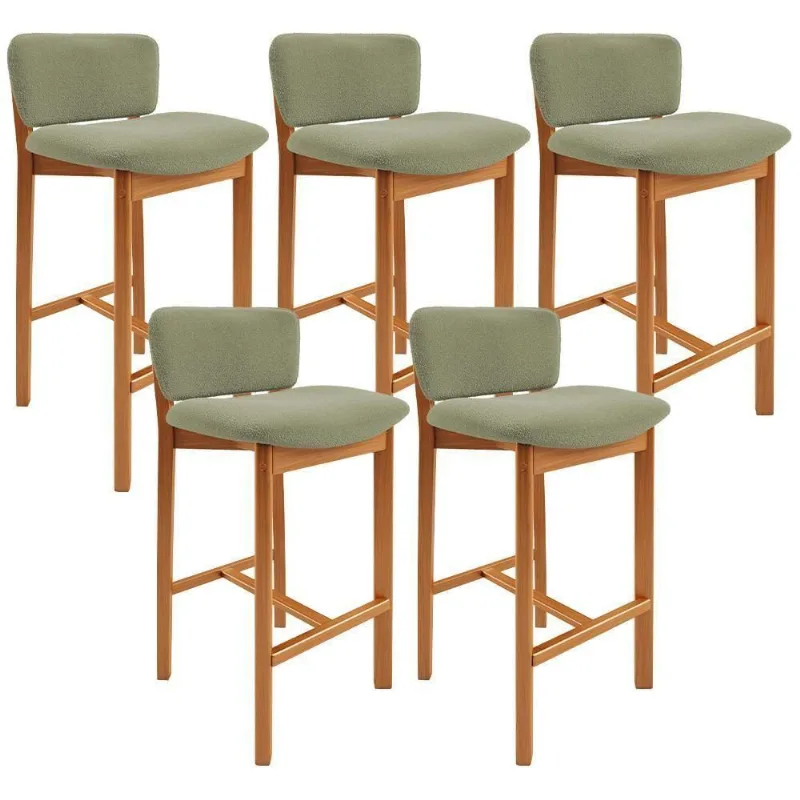 Kit 05 Banquetas Alta Para Cozinha Sala De Jantar Bar Dara L02 Bouclê Oliva - Lyam Decor