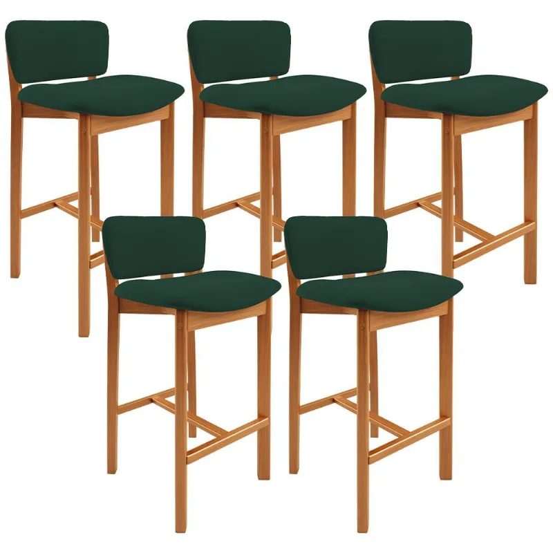 Kit 05 Banquetas Alta Para Cozinha Sala de Jantar Bar Dara L02 Suede Verde Musgo - Lyam Decor - Lyam Decor