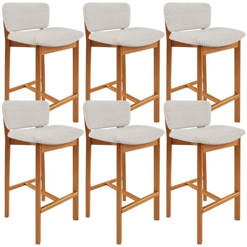 Kit 06 Banquetas Alta Para Cozinha Sala de Jantar Bar Dara L02 Bouclê Cru - Lyam Decor - Lyam Decor