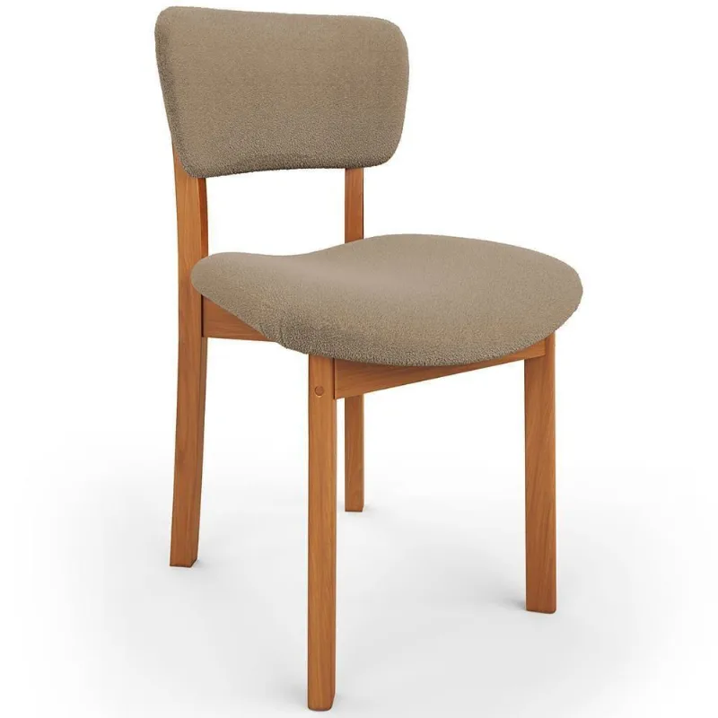 Cadeira Para Sala De Jantar Cozinha Living Estofada Dara L02 Bouclê Bege - Lyam Decor - Lyam Decor