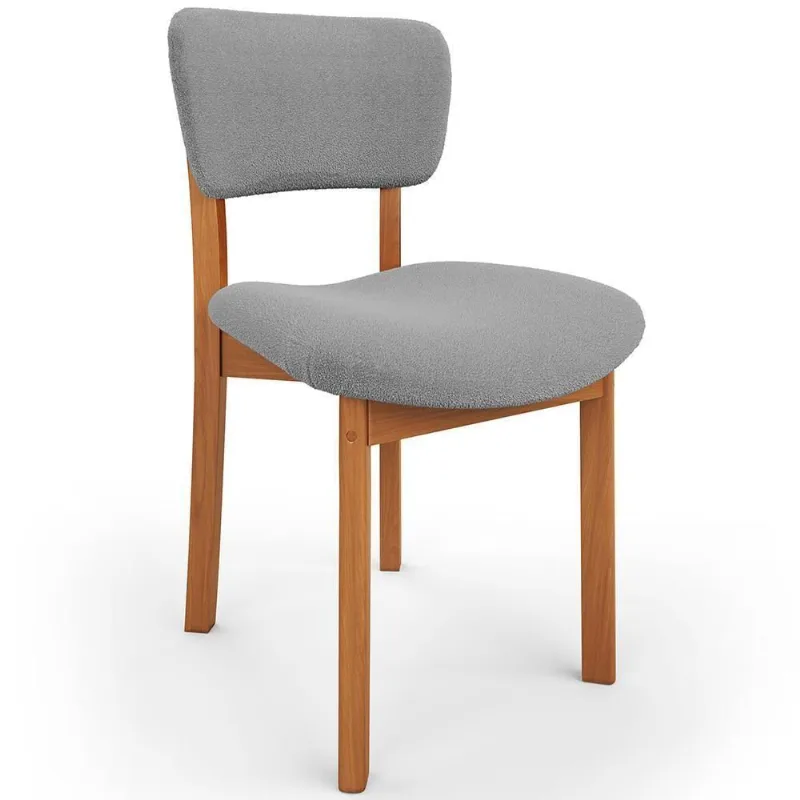 Cadeira Para Sala De Jantar Cozinha Living Estofada Dara L02 Bouclê Cinza - Lyam Decor - Lyam Decor