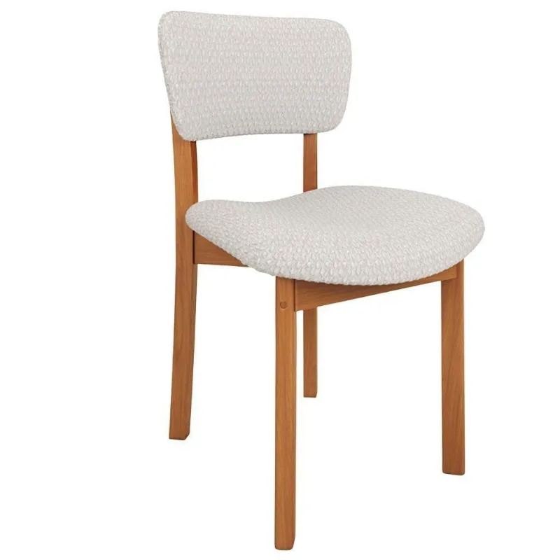 Cadeira Para Sala De Jantar Cozinha Living Estofada Dara L02 Bouclê Cru - Lyam Decor - Lyam Decor