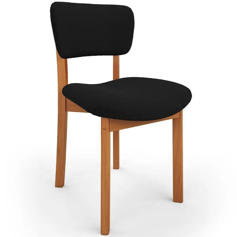 Cadeira Para Sala De Jantar Cozinha Living Estofada Dara L02 Bouclê Preto - Lyam Decor - Lyam Decor