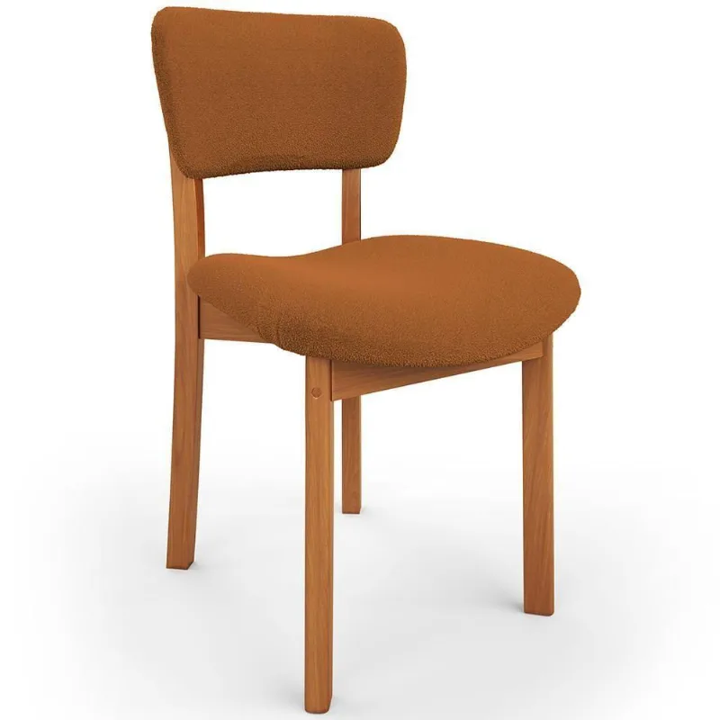 Cadeira Para Sala De Jantar Cozinha Living Estofada Dara L02 Bouclê Terracota - Lyam Decor - Lyam Decor