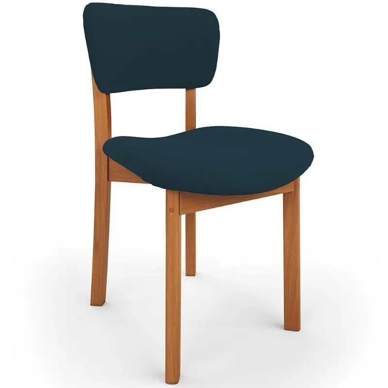 Cadeira Para Sala De Jantar Cozinha Living Estofada Dara L02 Suede Azul Marinho - Lyam Decor - Lyam Decor