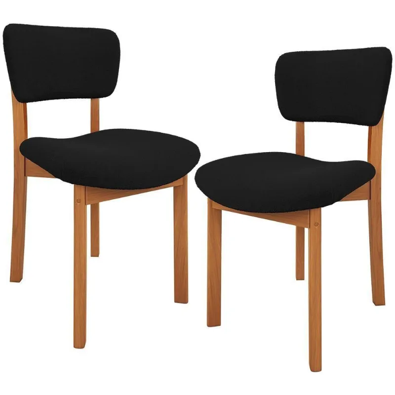 Kit 02 Cadeiras Para Sala De Jantar Cozinha Living Estofada Dara L02 Bouclê Preto - Lyam Decor - Lyam Decor