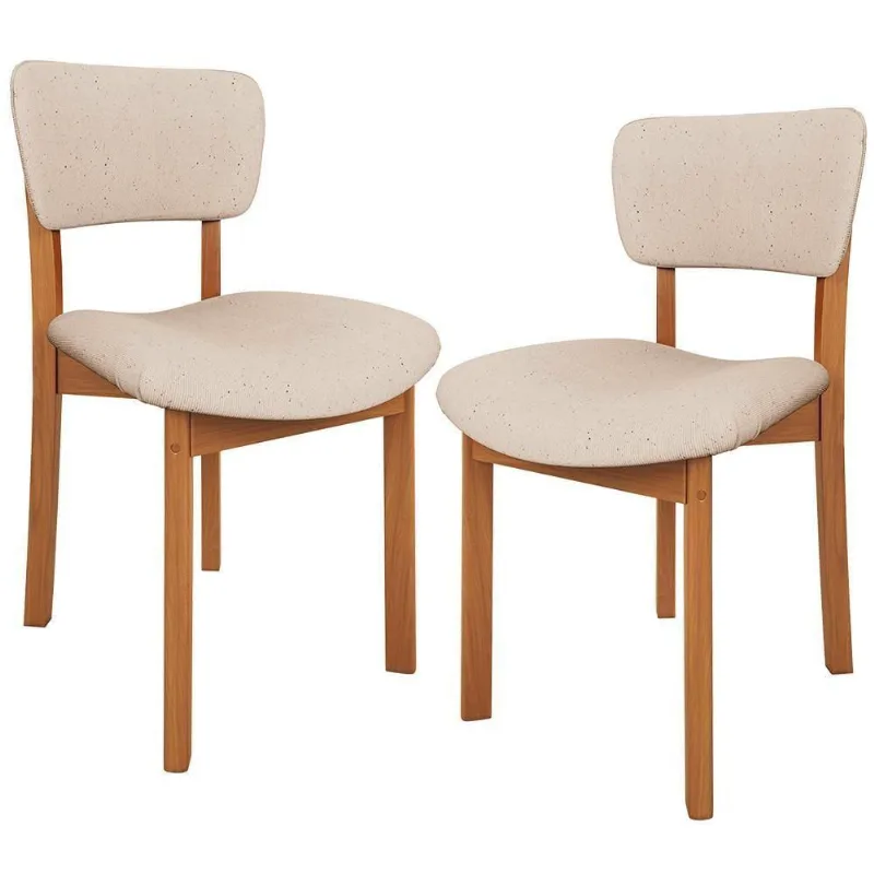 Kit 02 Cadeiras Para Sala De Jantar Cozinha Living Estofada Dara L02 Linho Bege - Lyam Decor - Lyam Decor