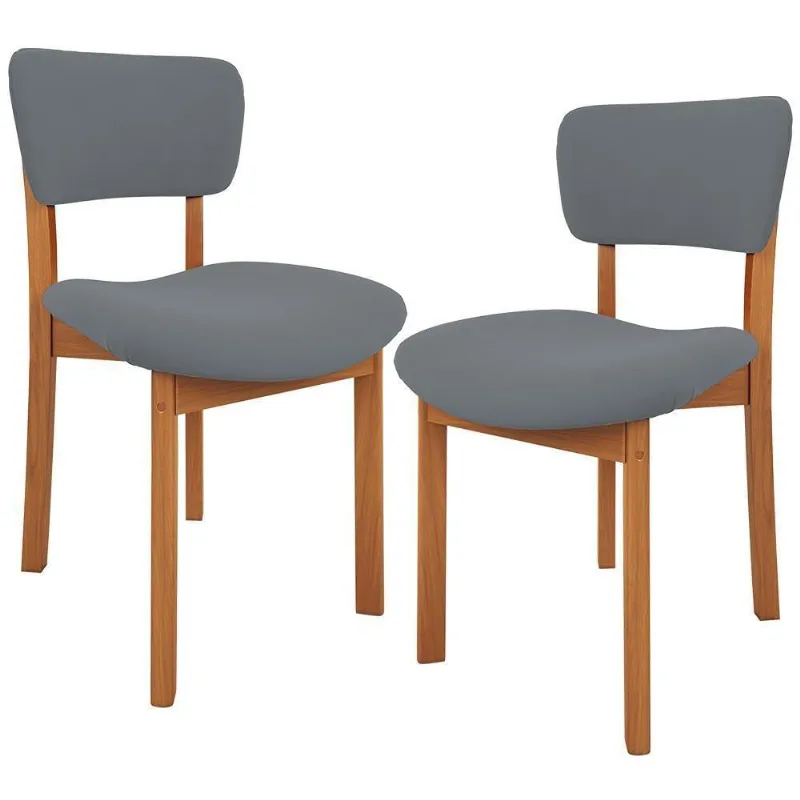 Kit 02 Cadeiras Para Sala De Jantar Cozinha Living Estofada Dara L02 Suede Cinza - Lyam Decor - Lyam Decor