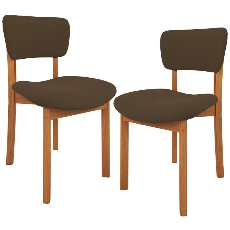 Kit 02 Cadeiras Para Sala De Jantar Cozinha Living Estofada Dara L02 Suede Marrom - Lyam Decor - Lyam Decor