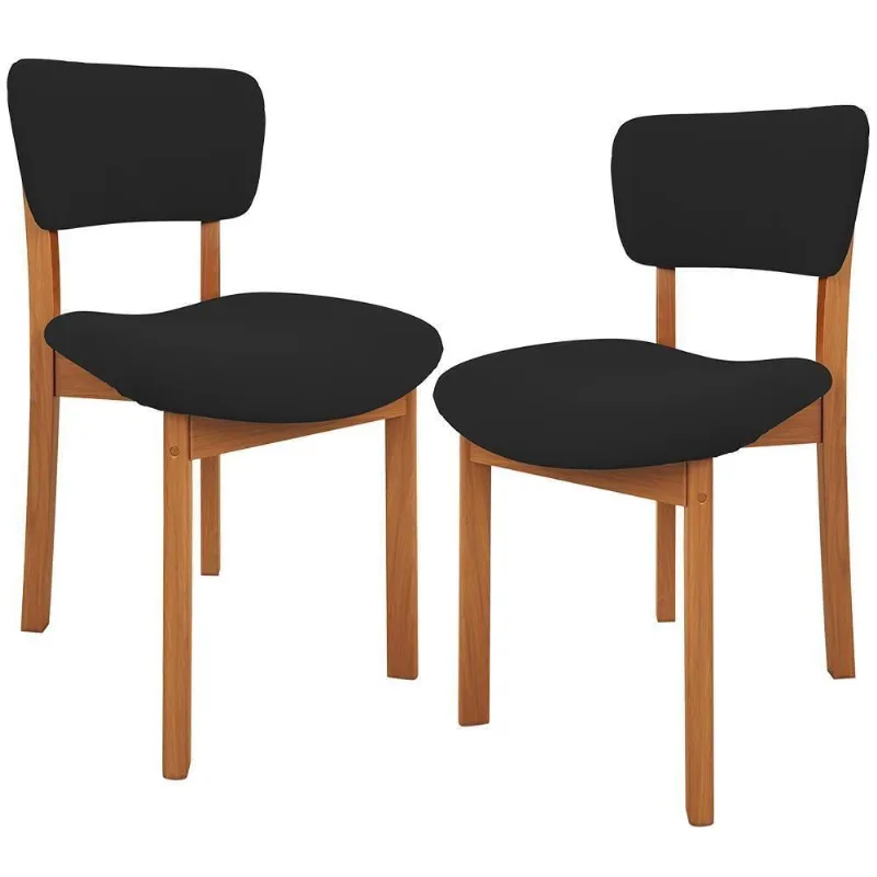 Kit 02 Cadeiras Para Sala De Jantar Cozinha Living Estofada Dara L02 Suede Preto - Lyam Decor - Lyam Decor