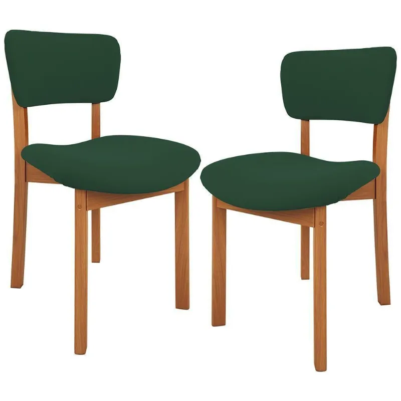 Kit 02 Cadeiras Para Sala De Jantar Cozinha Living Estofada Dara L02 Suede Verde Musgo - Lyam Decor - Lyam Decor