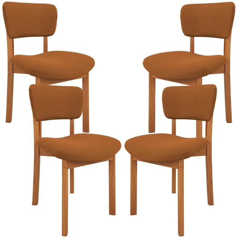 Kit 04 Cadeiras Para Sala De Jantar Cozinha Living Estofada Dara L02 Bouclê Terracota - Lyam Decor - Lyam Decor