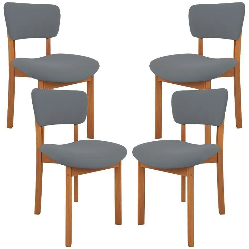 Kit 04 Cadeiras Para Sala De Jantar Cozinha Living Estofada Dara L02 Suede Cinza - Lyam Decor