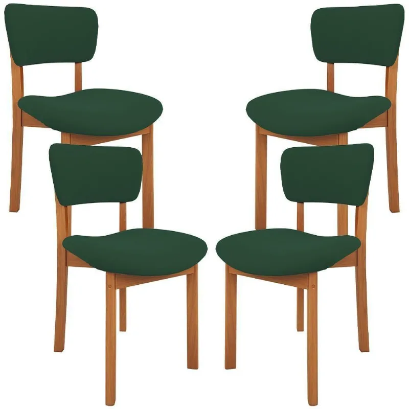 Kit 04 Cadeiras Para Sala De Jantar Cozinha Living Estofada Dara L02 Suede Verde Musgo - Lyam Decor - Lyam Decor