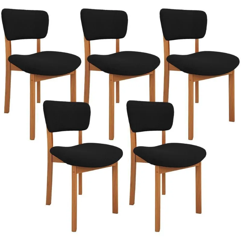 Kit 05 Cadeiras Para Sala De Jantar Cozinha Living Estofada Dara L02 Bouclê Preto - Lyam Decor - Lyam Decor