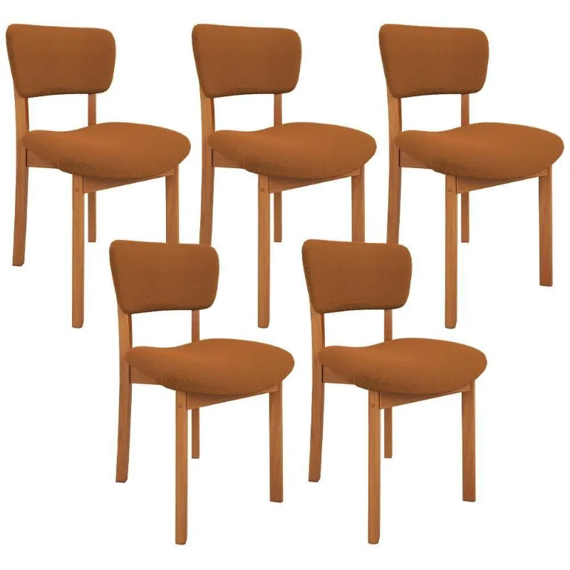 Kit 05 Cadeiras Para Sala De Jantar Cozinha Living Estofada Dara L02 Bouclê Terracota - Lyam Decor - Lyam Decor