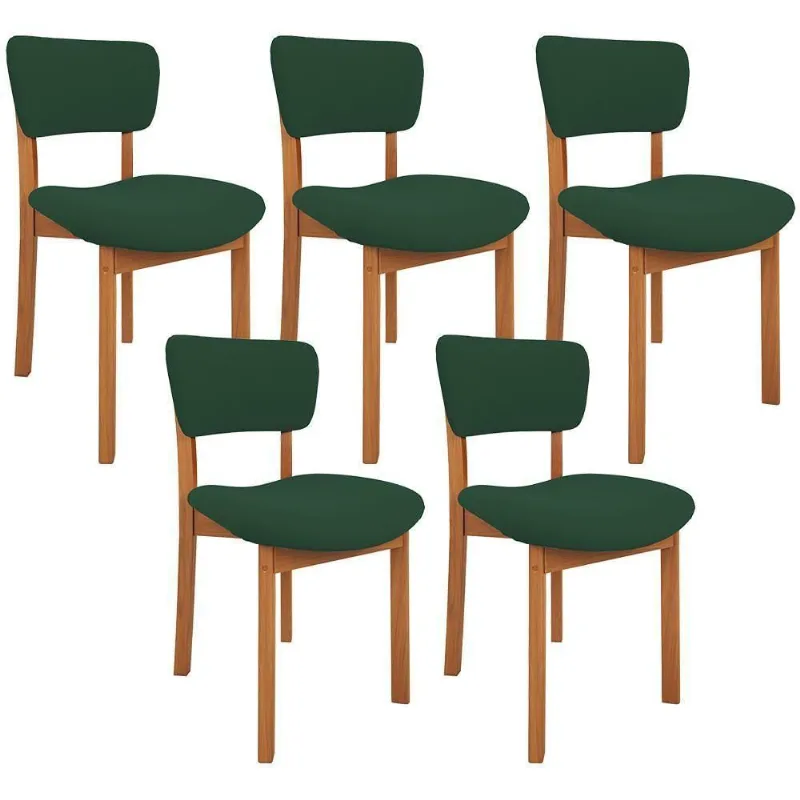 Kit 05 Cadeiras Para Sala De Jantar Cozinha Living Estofada Dara L02 Suede Verde Musgo - Lyam Decor - Lyam Decor