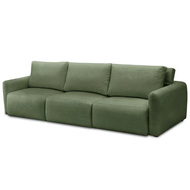 Sofá Retrátil Reclinável Para Sala 4 Lugares 300cm Egeu F04 Linho Verde - Lyam Decor - Lyam Decor