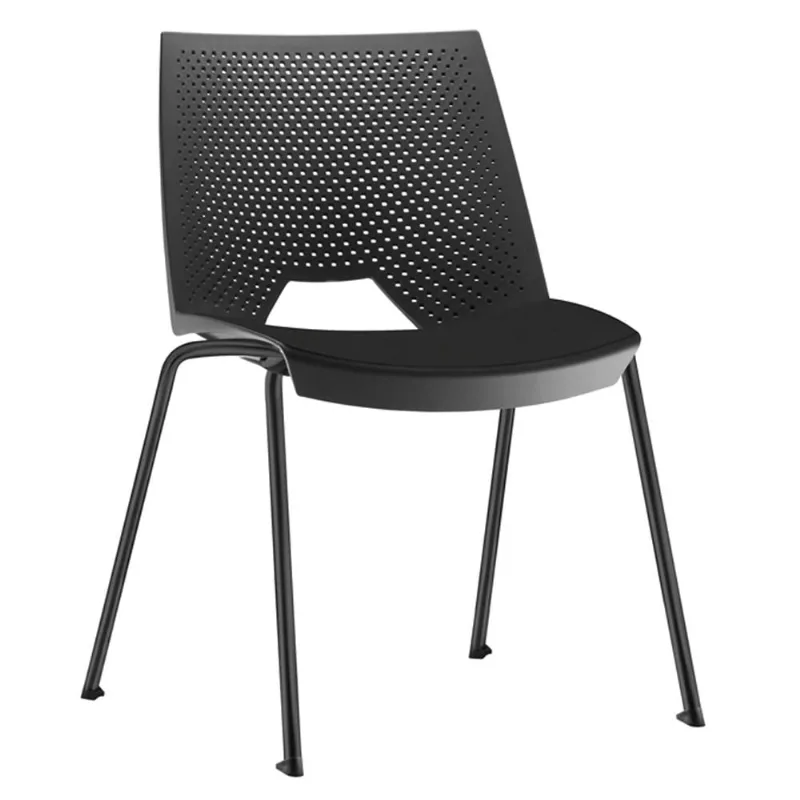 Cadeira Empilhável Fixa Liked F02 Base Aço Preto - Lyam Decor