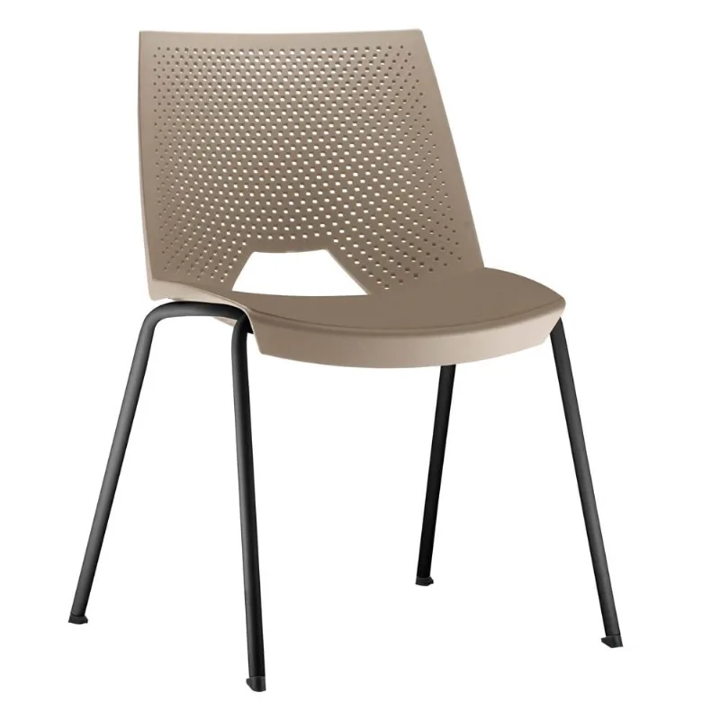 Cadeira Empilhável Fixa Liked F02 Base Aço Preto Nude - Lyam Decor