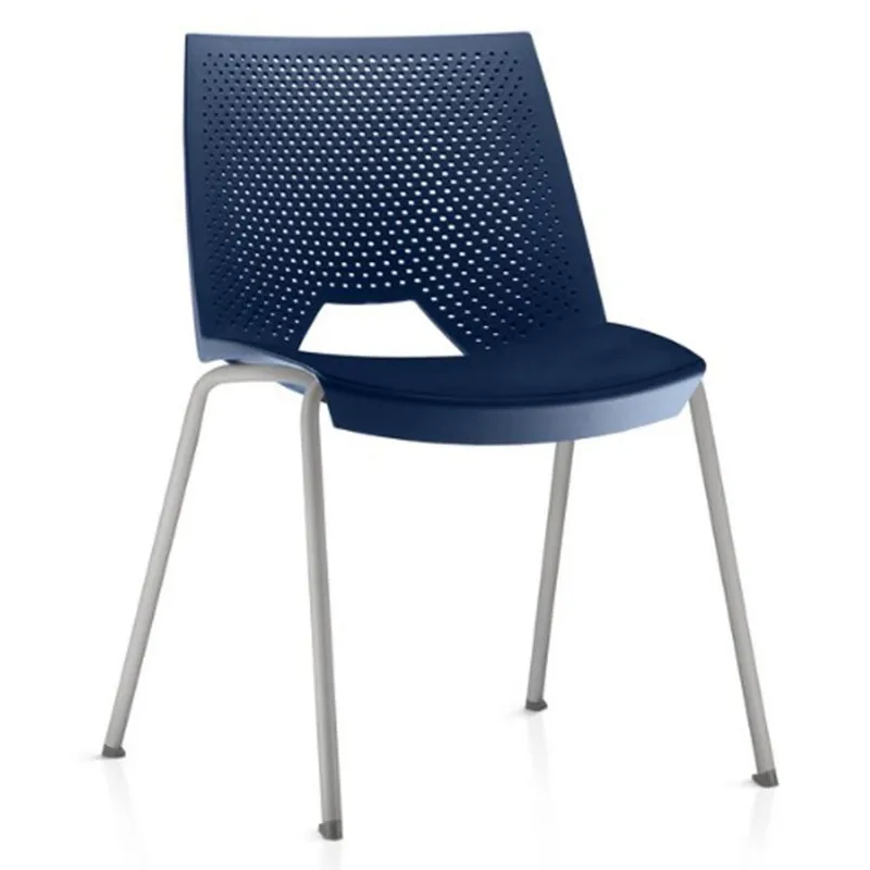 Cadeira Empilhável Fixa Liked F02 Base Aço Cinza Azul - Lyam Decor