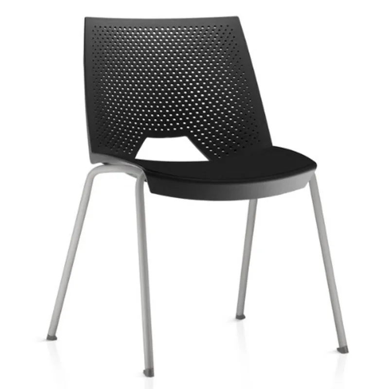 Cadeira Empilhável Fixa Liked F02 Base Aço Cinza Preto - Lyam Decor