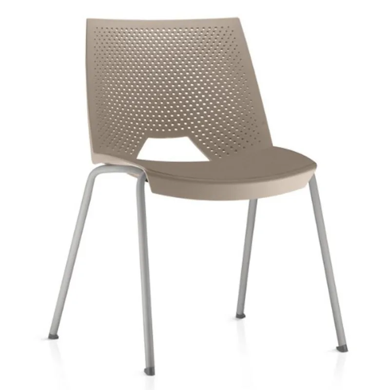 Cadeira Empilhável Fixa Liked F02 Base Aço Cinza Nude - Lyam Decor - Lyam Decor