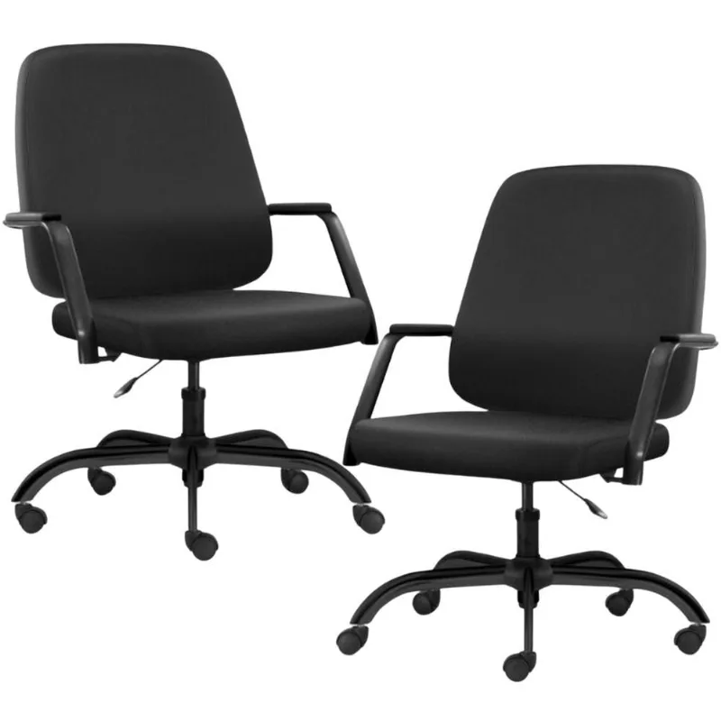 Kit 02 Cadeiras Executiva Diretor Base Giratória Hub F02 Sintético Preto - Lyam Decor
