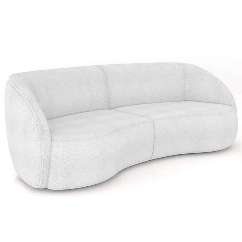 Sofá 4 Lugares Para Sala Living Orgânico 240cm Eron M03 Bouclê Branco - Lyam Decor - Lyam Decor
