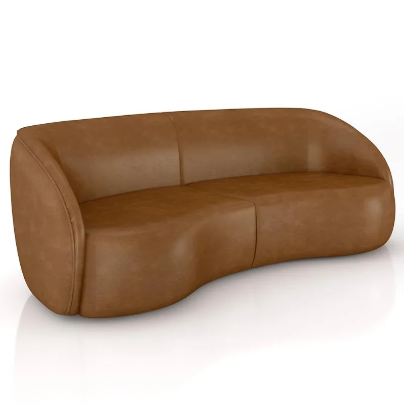 Sofá 4 Lugares Para Sala Living Orgânico 240cm Eron M03 Couríssimo Whisky - Lyam Decor - Lyam Decor