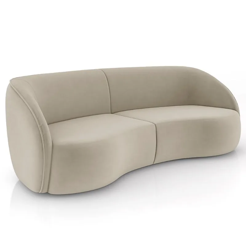 Sofá 4 Lugares Para Sala Living Orgânico 288cm Eron M03 Veludo Bege - Lyam - Lyam Decor