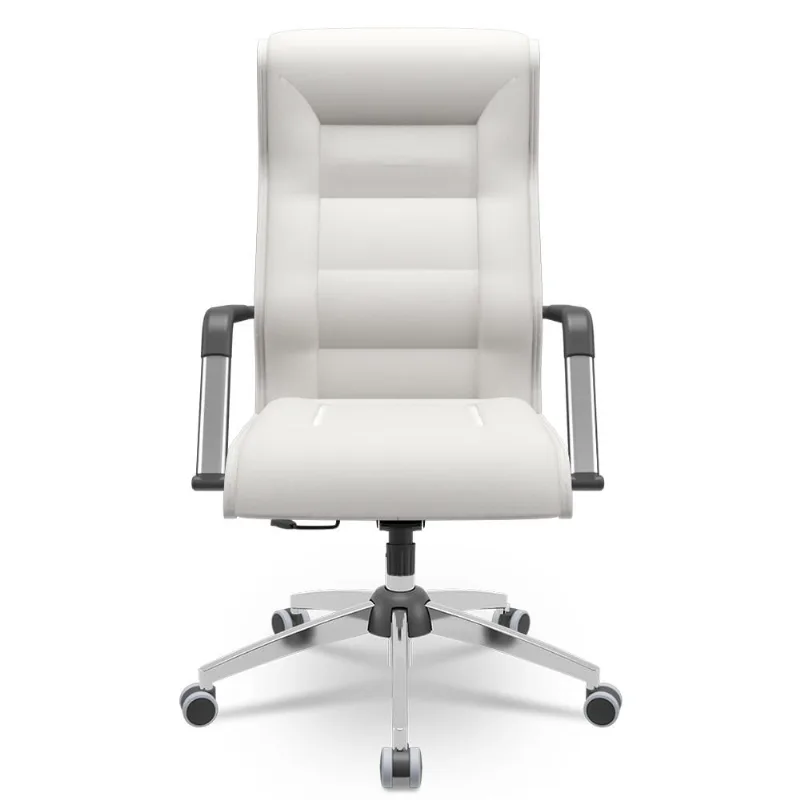 Cadeira De Escritório Giratória Presidente Base Cromada Kirk P03 Facto Branco - Lyam Decor