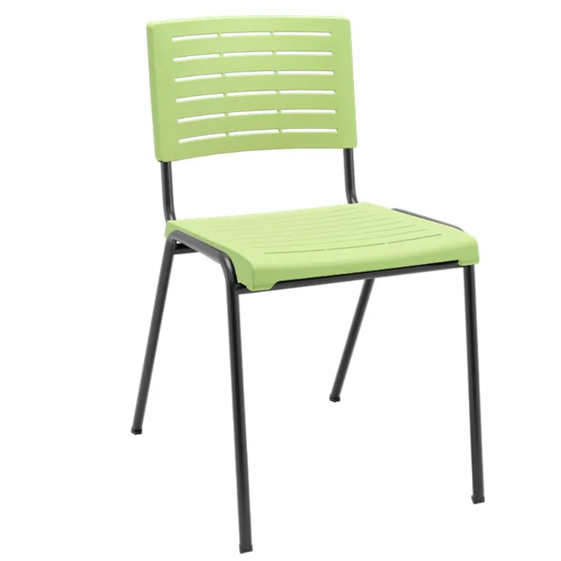 Cadeira Empilhável Fixa Escritório Multiuso Base Preta Kimi P03 Verde Claro - Lyam Decor