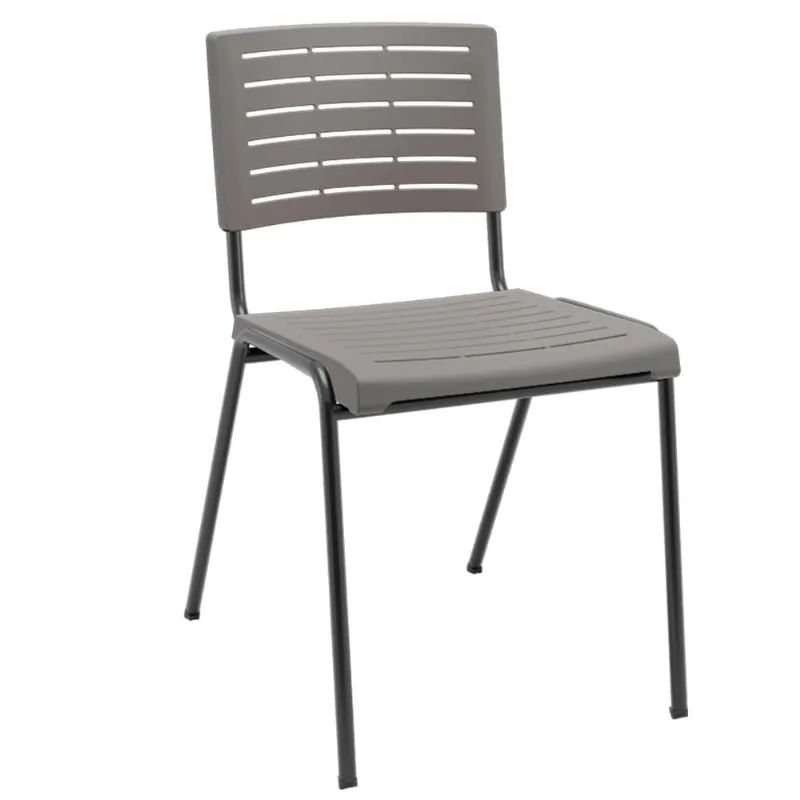 Cadeira Empilhável Fixa Escritório Multiuso Base Preta Kimi P03 Basalto - Lyam Decor