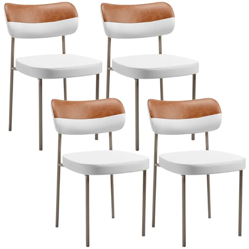 Kit 04 Cadeiras Decorativa Para Sala De Jantar Melina Base Arena L02 Faixa Couríssimo Camel Facto Branco - Lyam Decor - Lyam Decor
