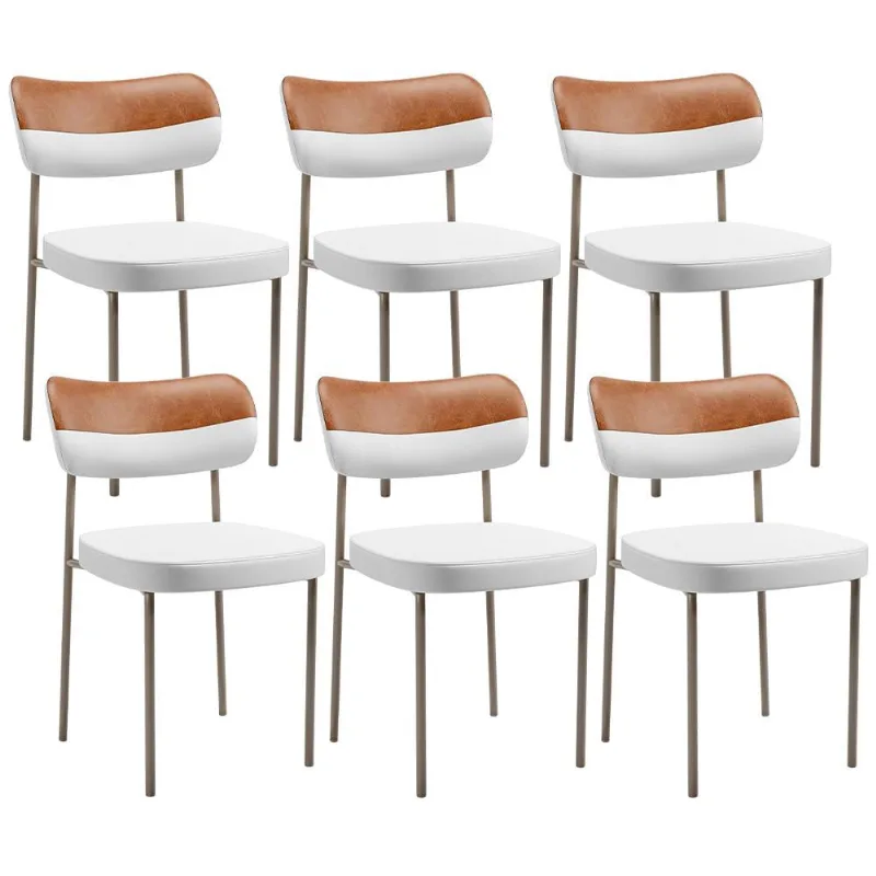 Kit 06 Cadeiras Decorativa Para Sala De Jantar Melina Base Arena L02 Faixa Couríssimo Camel Facto Branco - Lyam Decor - Lyam Decor