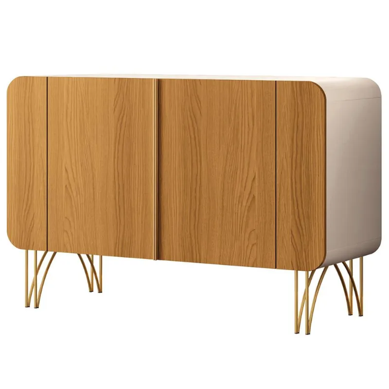 Aparador Buffet Para Sala de Jantar 2 Portas Orgânico Pozzi B01 Off White Cinamomo - Lyam Decor - Lyam Decor