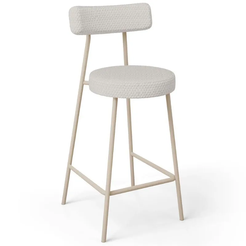 Banqueta Baixa Cozinha Sala Jantar Bancada Milão Arena L02 Bouclê Cru - Lyam Decor