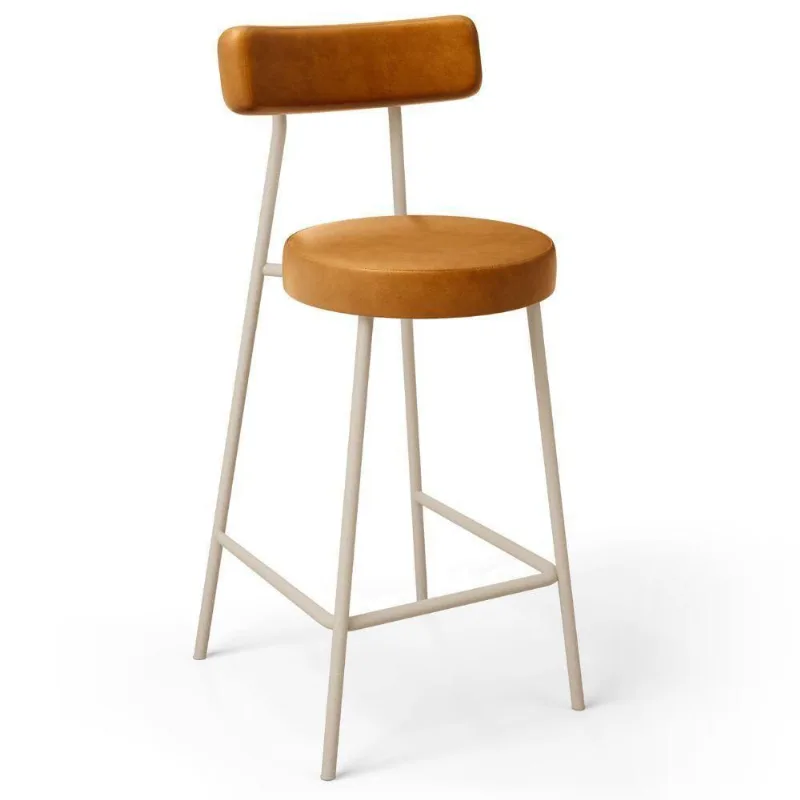 Banqueta Baixa Cozinha Sala Jantar Bancada Milão Arena L02 Couríssimo Whisky - Lyam Decor
