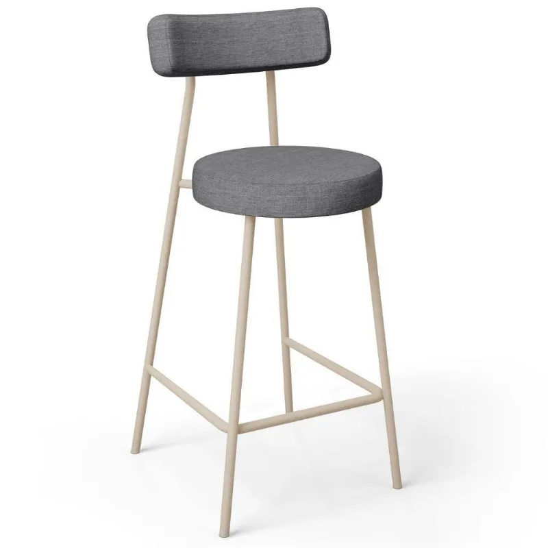 Banqueta Baixa Cozinha Sala Jantar Bancada Milão Arena L02 Linho Cinza Escuro - Lyam Decor