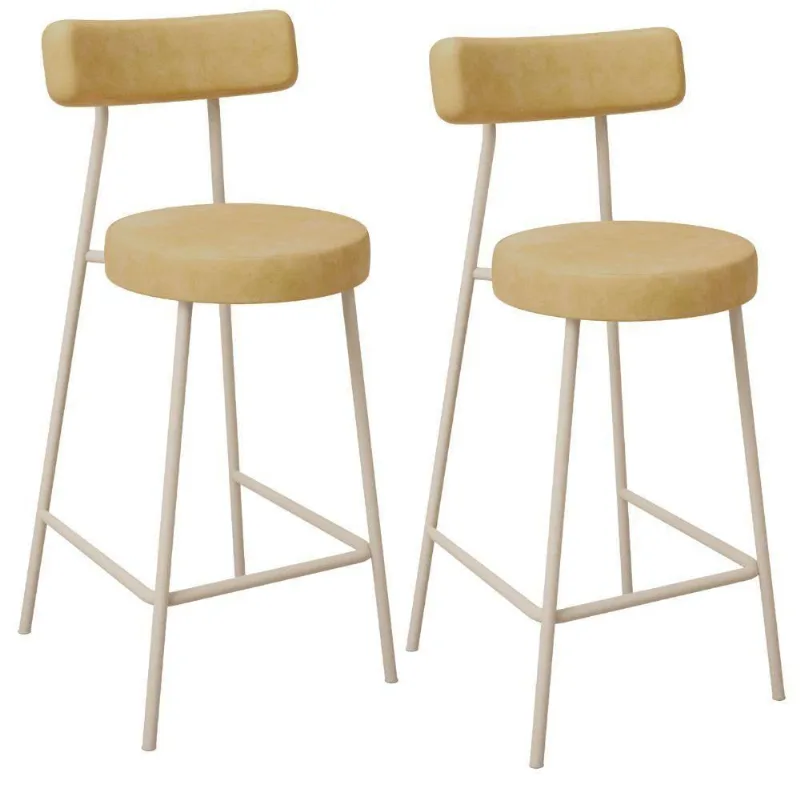 Kit 02 Banquetas Baixa Cozinha Sala Jantar Bancada Milão Arena L02 Couríssimo Fendi - Lyam Decor