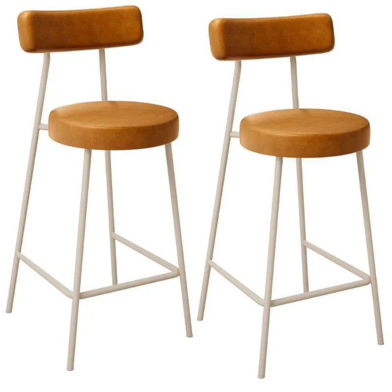 Kit 02 Banquetas Baixa Cozinha Sala Jantar Bancada Milão Arena L02 Couríssimo Whisky - Lyam Decor