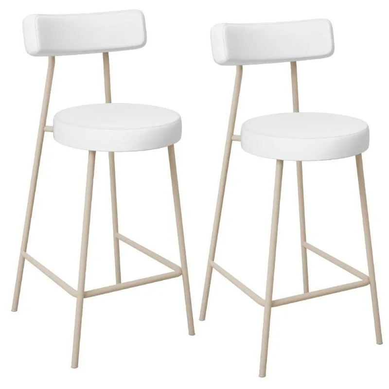 Kit 02 Banquetas Baixa Cozinha Sala Jantar Bancada Milão Arena L02 Facto Branco - Lyam Decor