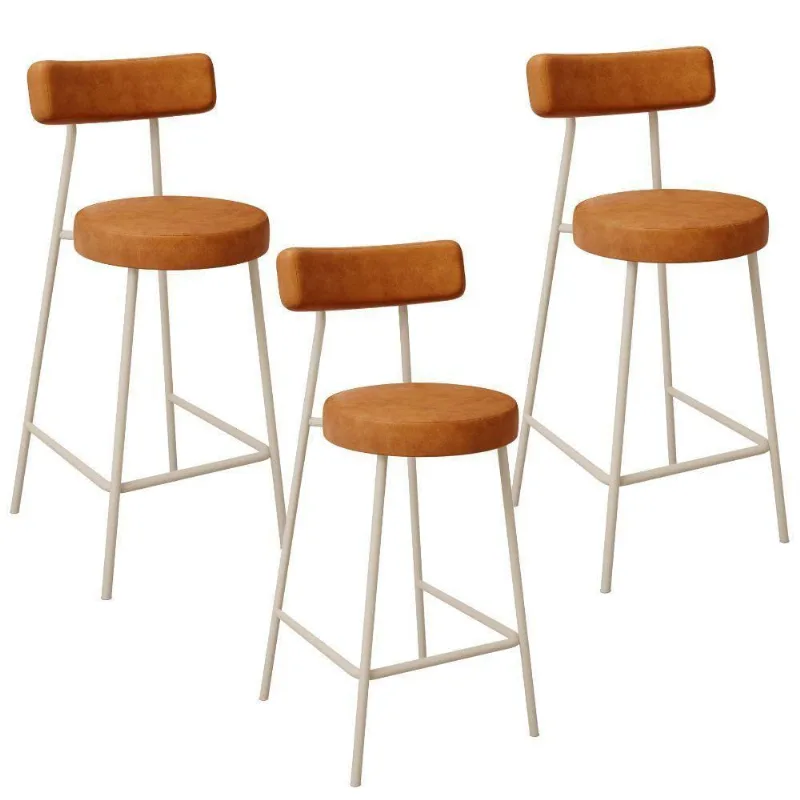 Kit 03 Banquetas Baixa Cozinha Sala Jantar Bancada Milão Arena L02 Couríssimo Canela - Lyam Decor