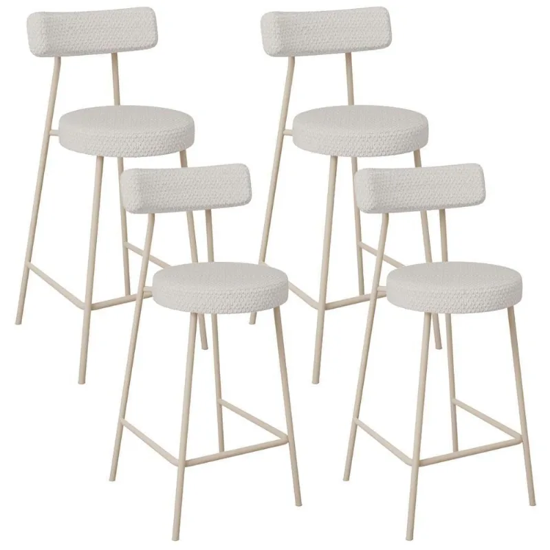 Kit 04 Banquetas Baixa Cozinha Sala Jantar Bancada Milão Arena L02 Bouclê Cru - Lyam Decor