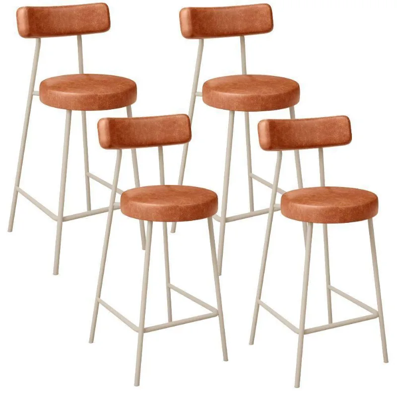 Kit 04 Banquetas Baixa Cozinha Sala Jantar Bancada Milão Arena L02 Couríssimo Camel - Lyam Decor